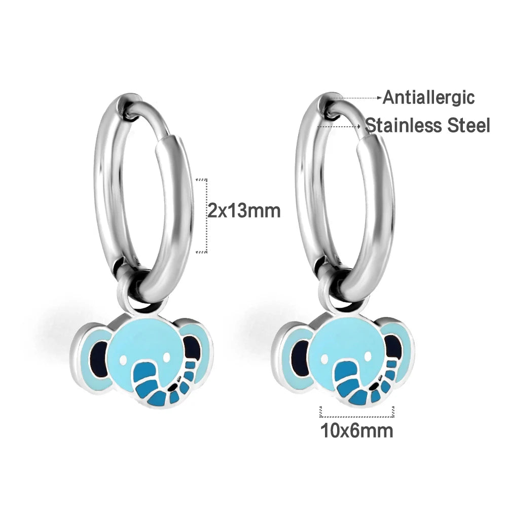 LUXUSTEEL Golden Animal style Women's Hoop Earrings Stainless Steel Earring Panda D additional angle