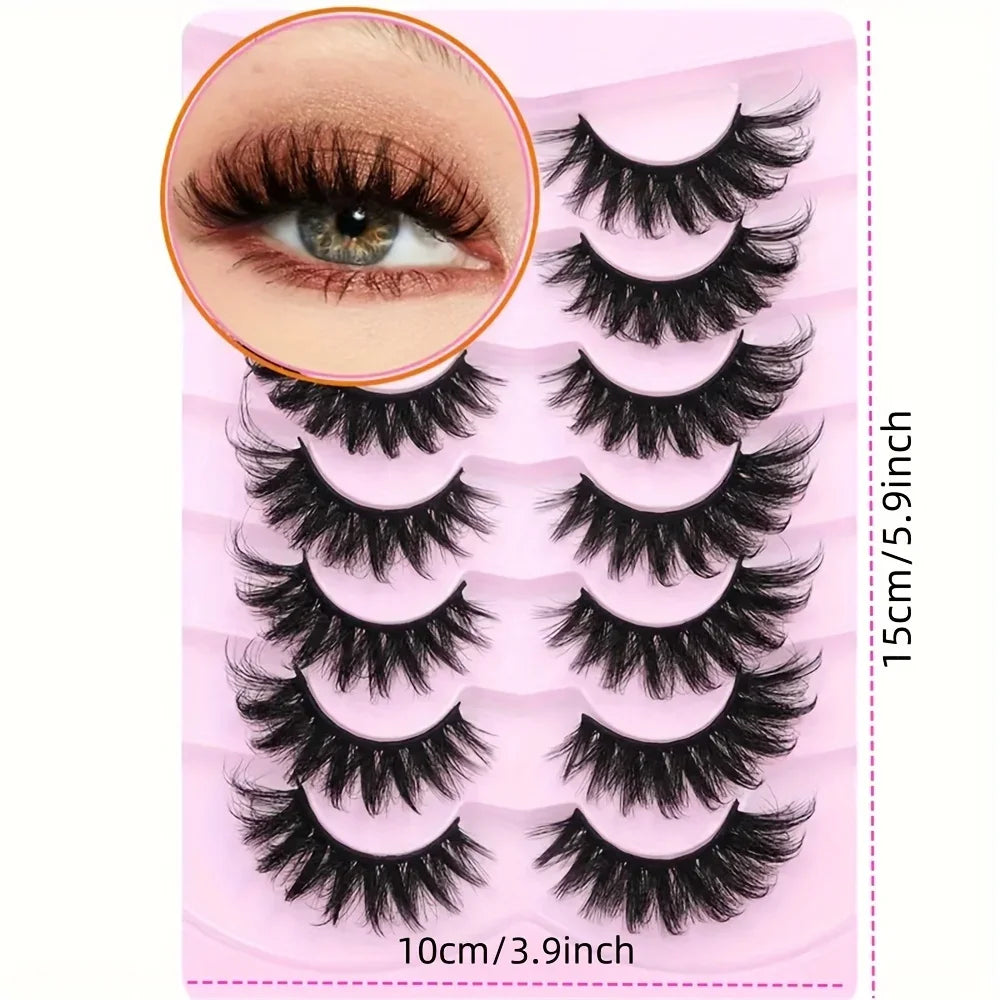 7 Pairs Lashes Fluffy Cat Eye Lashes Wispy 6D Volume False Eyelashes Soft Curly Fake Las detail view