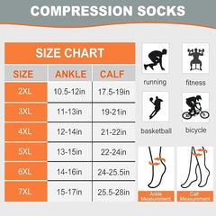 1/3Pairs 3XL-7XLPlus Size Wide Calf Compression Socks Women Men 15-20mmhg Large size alternate view