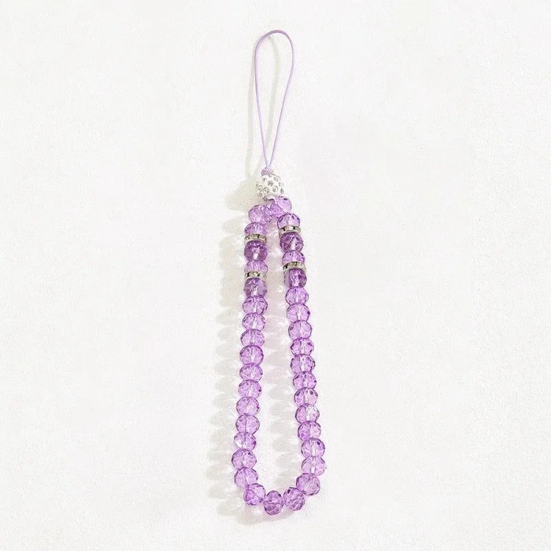 Crystal Beads Phone Charm Phone Lanyard Strap Hand Wrist Lanyard Strap Ladies Anti-Lo alternate view