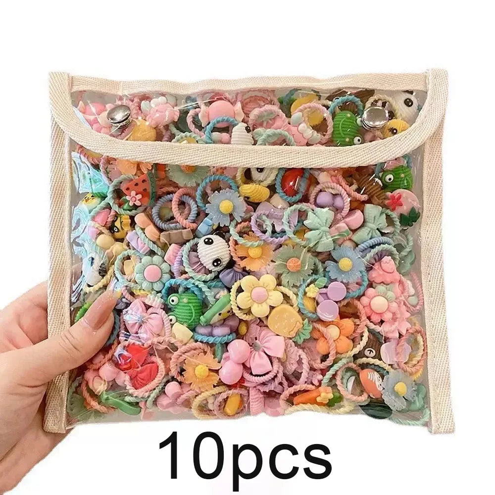 Cute Thumb Hair Ties For Girls,high Elasticity,cartoon Animal Flowers And Fruit Decor alternate view