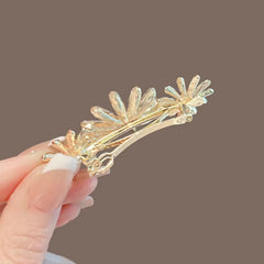 Korean Style Crystal Daisy Flower Hair Clip Spring Clip High-end Women's Back of Head Half-tied Hairpin Alloy Hair Accessories
