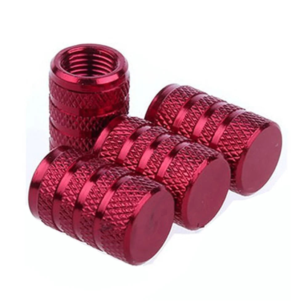 DSYCAR 4Pcs Silver Car Tire Valve Stems Cap Knurling Style Tire Valve Cap Aluminum Ti lifestyle view