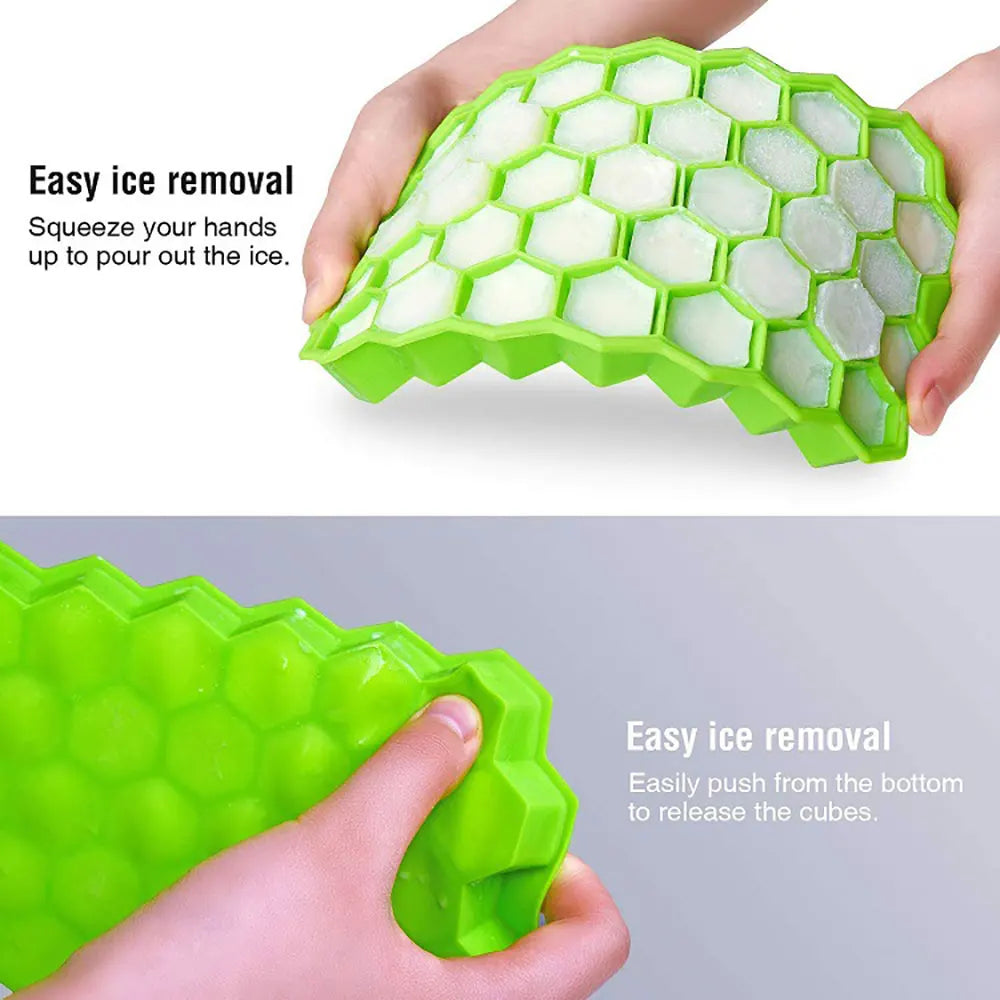 37 Grids Honeycomb Ice Cube Silicone Mold with Lid | Flexible Silicone Ice Tray for DIY detail view