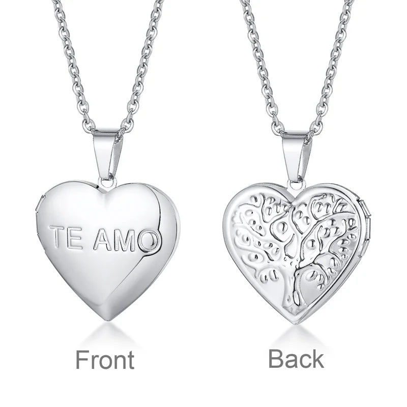 Heart Photo Locket Necklace for Women | Openable Stainless Steel Promise Jewelry detail view