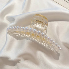 1/4pcs White Pearl Hair Clip Claw for Woman Korean Elegant Shark Clip Fashion Girl's Ponytail Clip Hair Accessories
