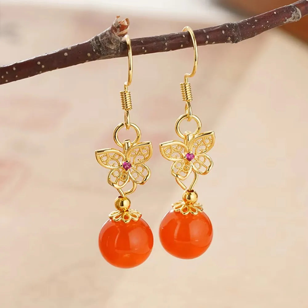 PANJBJ 925 Sterling Silver Bow Knot Earring for Women Texture Tassels Sweet Romantic K close-up view