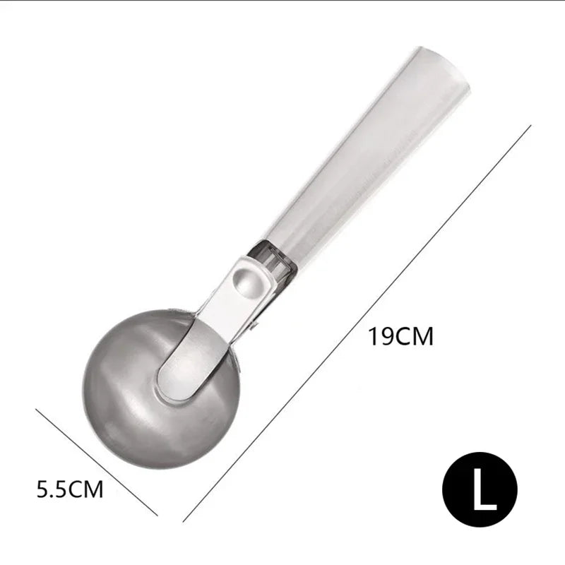 Stainless Steel Ice Cream Spoon Multifunctional Spoon for Ice Cream Dual-Purpose Scoop close-up view