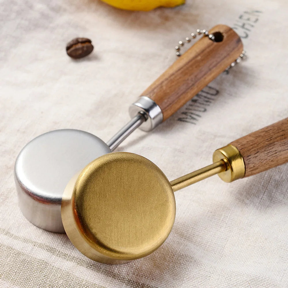 Stainless Steel Measuring Spoon Set | Gold Wood Handle Kitchen Baking Tool lifestyle view