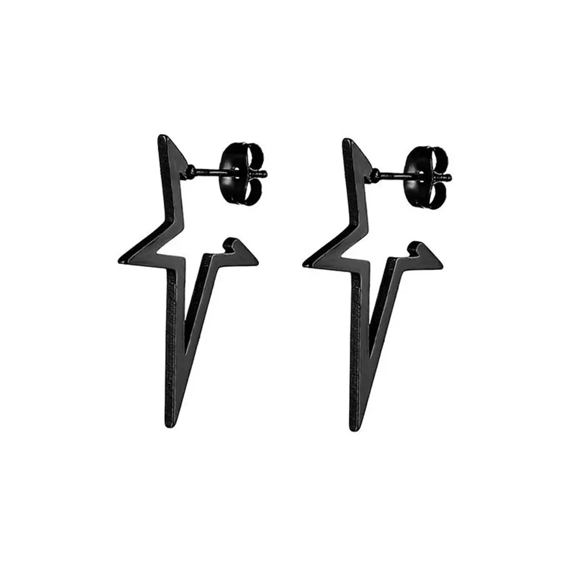 2pcs Stainless Steel Pentagonal Star Shape Punk Stud Earrings For Men Women,Simplicity close-up view