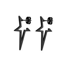 2pcs Stainless Steel Pentagonal Star Shape Punk Stud Earrings For Men Women,Simplicity close-up view