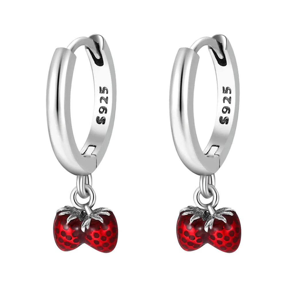 925 Sterling Silver Cherry Butterfly Shining Zircon Stud Earrings | Women's Holiday Char detail view
