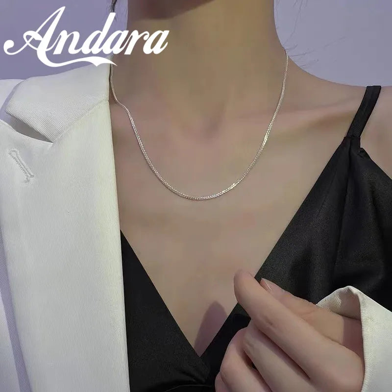 Andara 925 Sterling Silver 3mm Women's Clavicle Necklace Adjustable 16-24 Inch Anniversa detail view