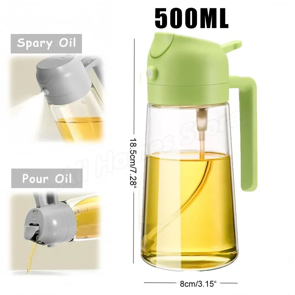 2 in 1 Oil Sprayer and Dispenser Bottle | Cooking Oil Spray Bottle for BBQ, Air Fry additional angle