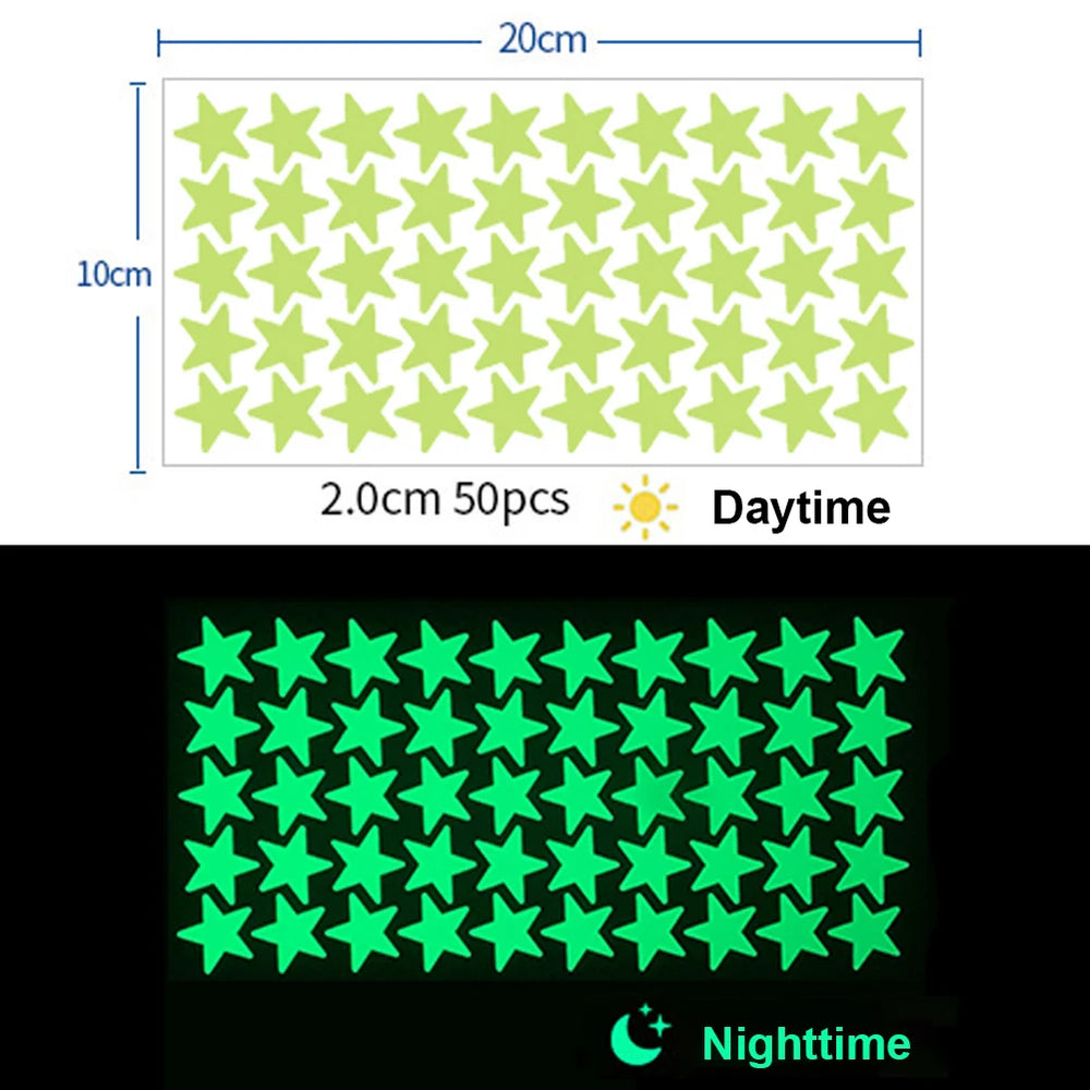 Glow In The Dark 3D Stars Moon Wall Stickers | Creative Luminous Room Decor lifestyle view
