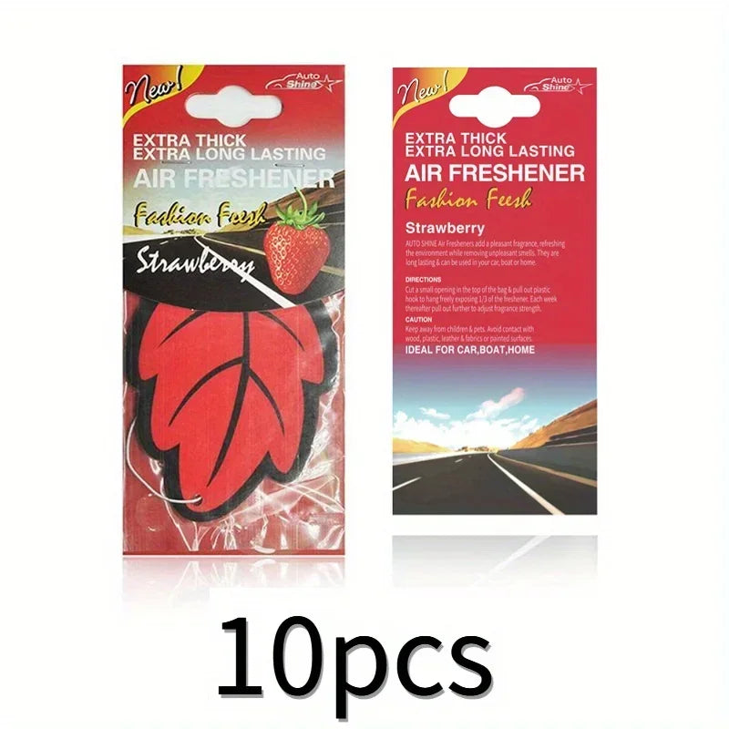 Leaf Shape Paper Car Air Freshener Hanging Vanilla close-up view