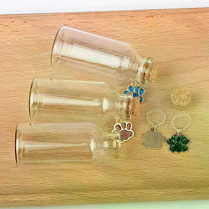 Pet Fur Memorial Glass Bottle Cat Whiskers Storage Bottle With Cork Stopper For Storing Dog Cat Hair