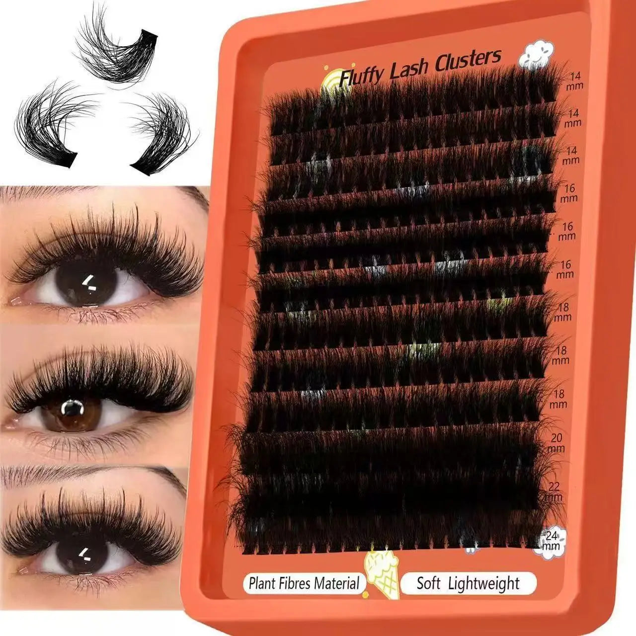 80D-100D 8D Fluffy Cluster Lash Extensions D Curl Mixed Tray Soft Reusable DIY Indivi alternate view