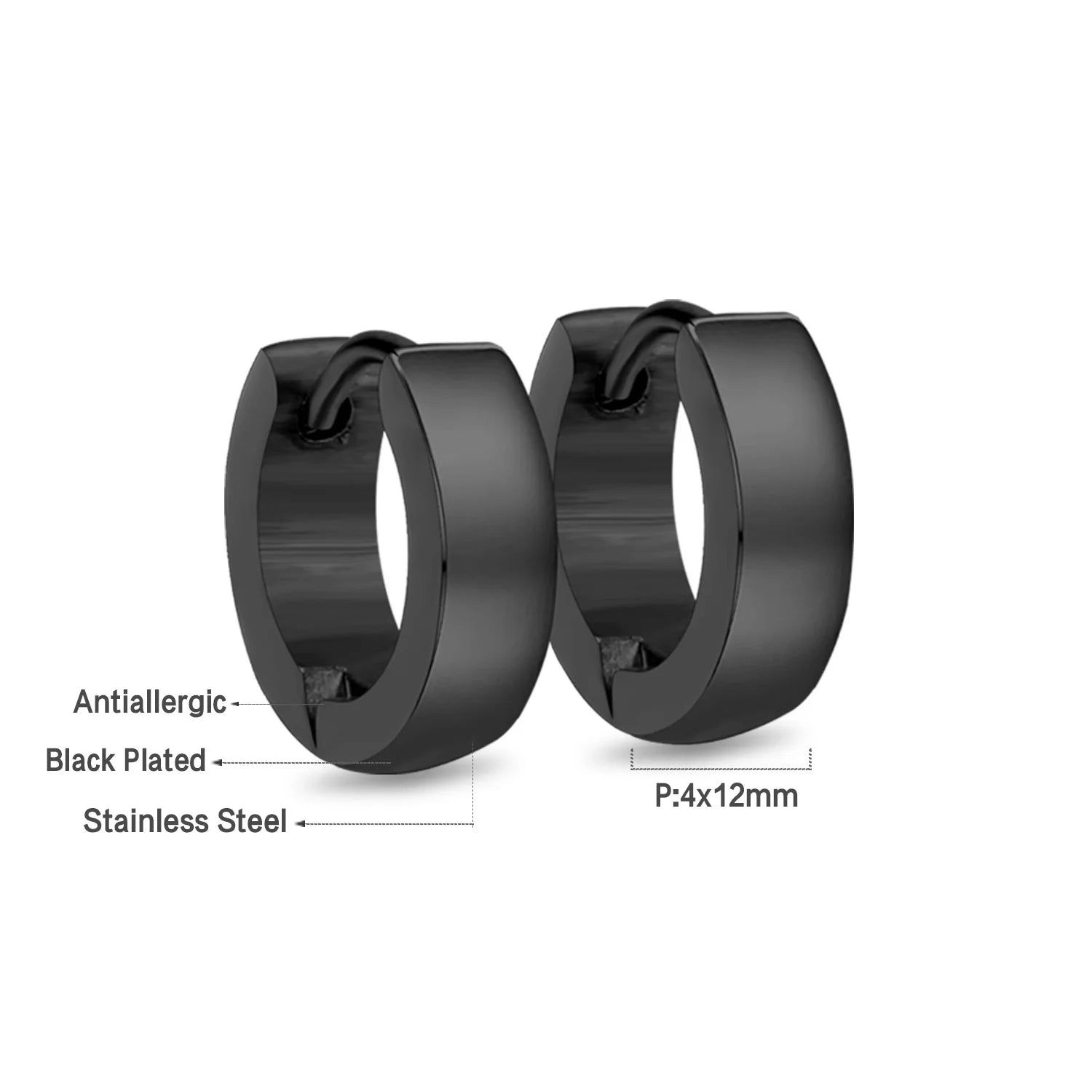 Solid Smooth Hoop Earrings Rosegold Black Stainless Steel Simple Round Ear Clips | Un lifestyle view