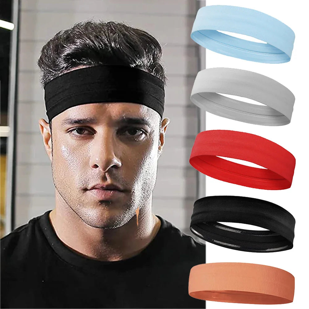 Men Sport Elastic Headbands Thick Non-Slip Sweatband Sports Gym Headband Women Men Breathable Basket