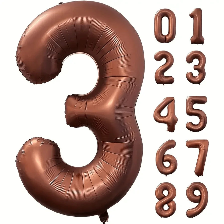 Foil Number Balloons 40 Inch | Brown Birthday Party Decor detail view