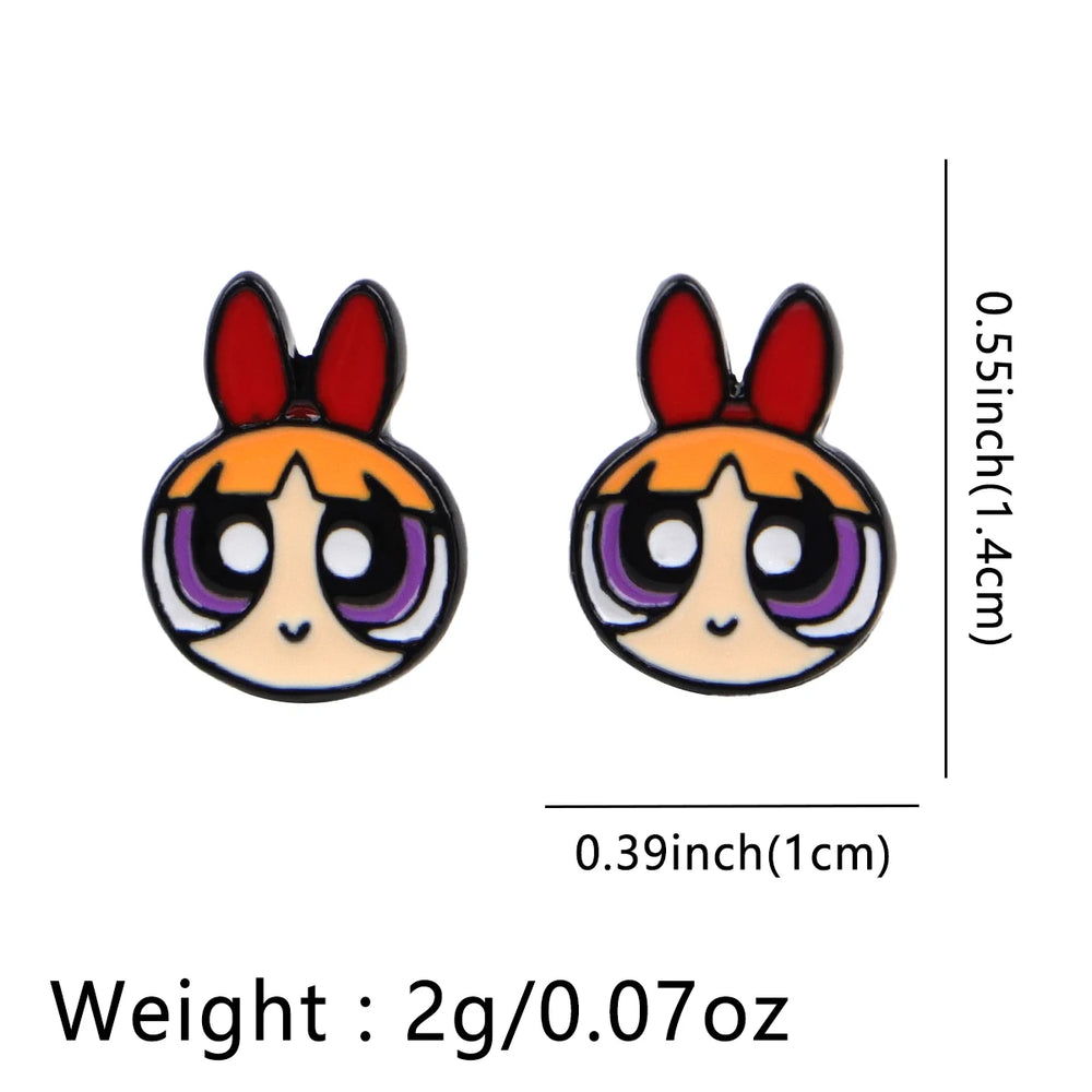Cartoon Animal Stud Earrings | Cute Stainless Steel Pierced Jewelry for Women detail view