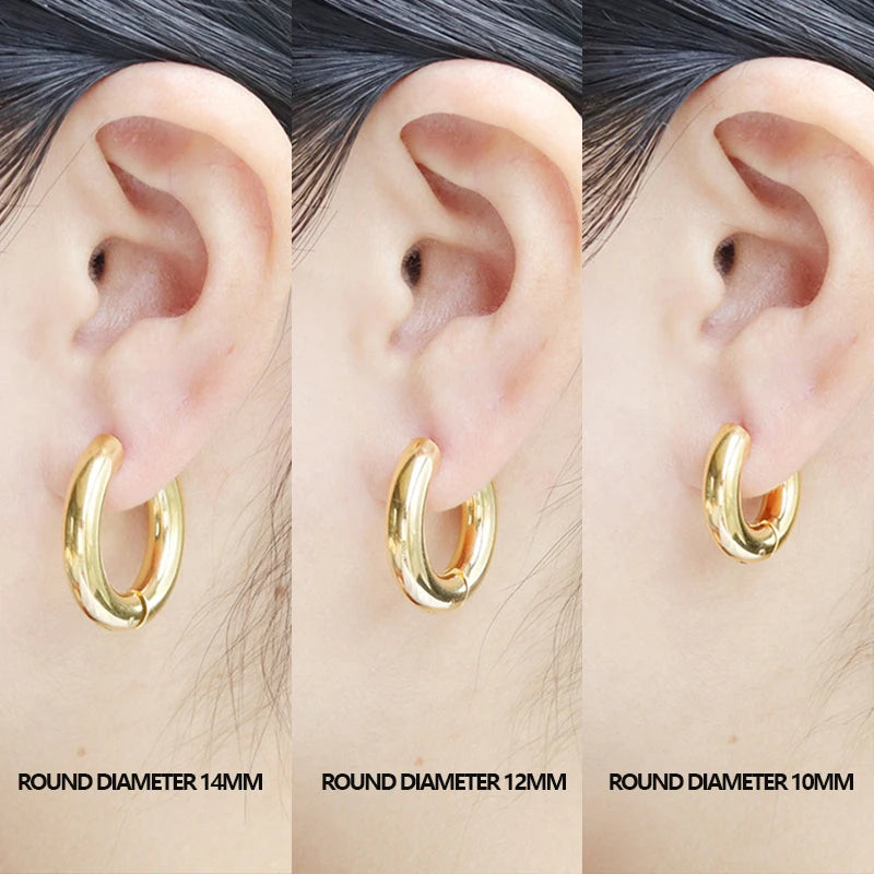 2pc Stainless Steel Small Hoop Earrings | Unisex Punk Hip Hop Huggie Earrings detail view