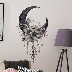 Moon Flower Vinyl Wall Sticker | Girl Room Decoration alternate view
