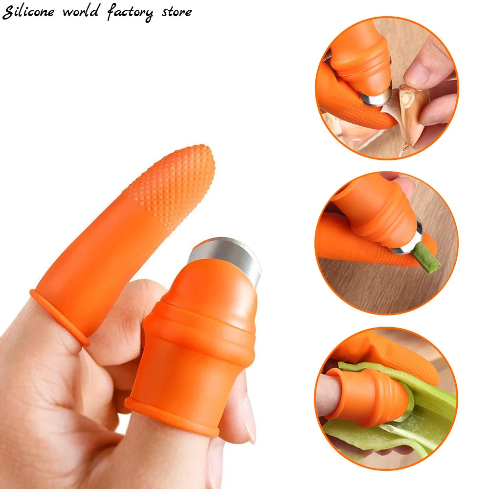 Silicone world 1 Set Silicone Finger Protector With Blade Fruits Vegetable Thumb Knife Finger Guard