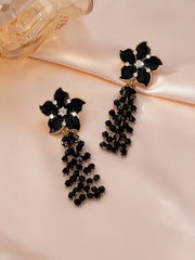 Elegant Summer Versatile Light Luxury High-End Women's Jewelry Earrings, Black Oil-Drip detail view