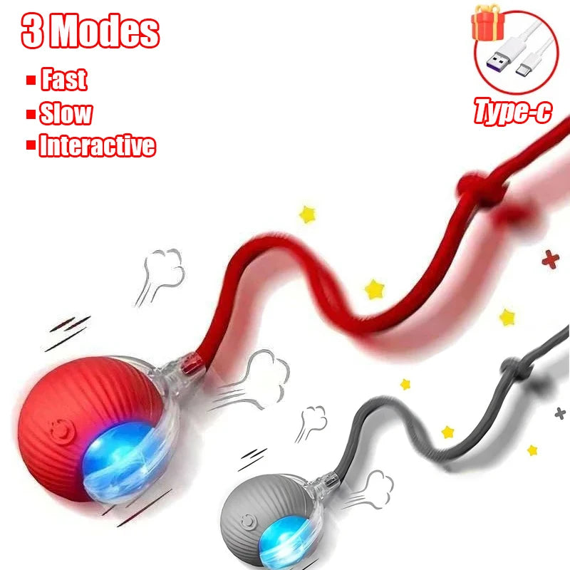 New Cat Interactive Ball Toy Automatic Rolling Ball Faux Tail Rechargeable Smart Pet Ele detail view
