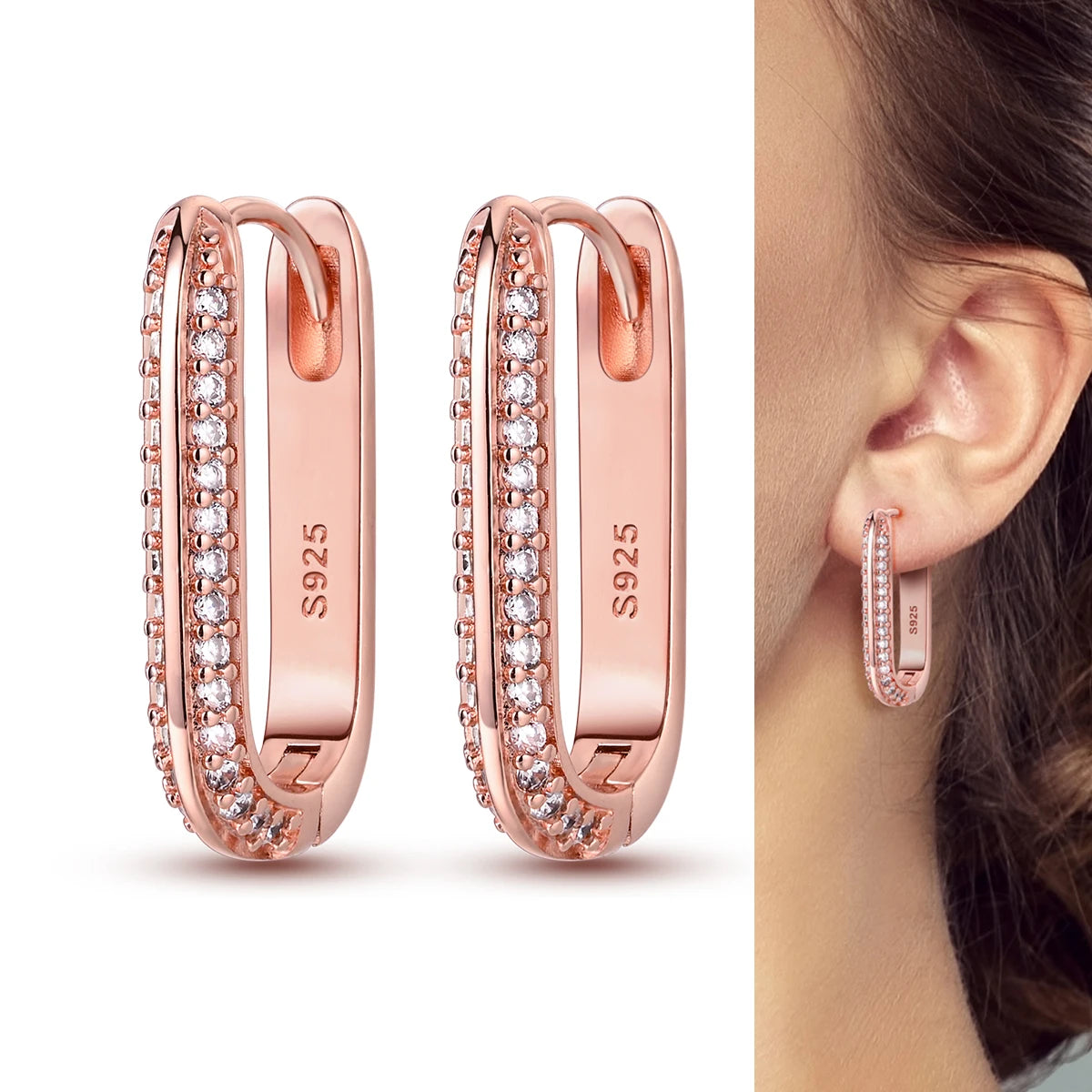 Hot Sale 925 Sterling Silver Heart Earrings Fit Original Charms Hoop Earrings For Women Girls Stud Earring Fine Jewelry Gifts