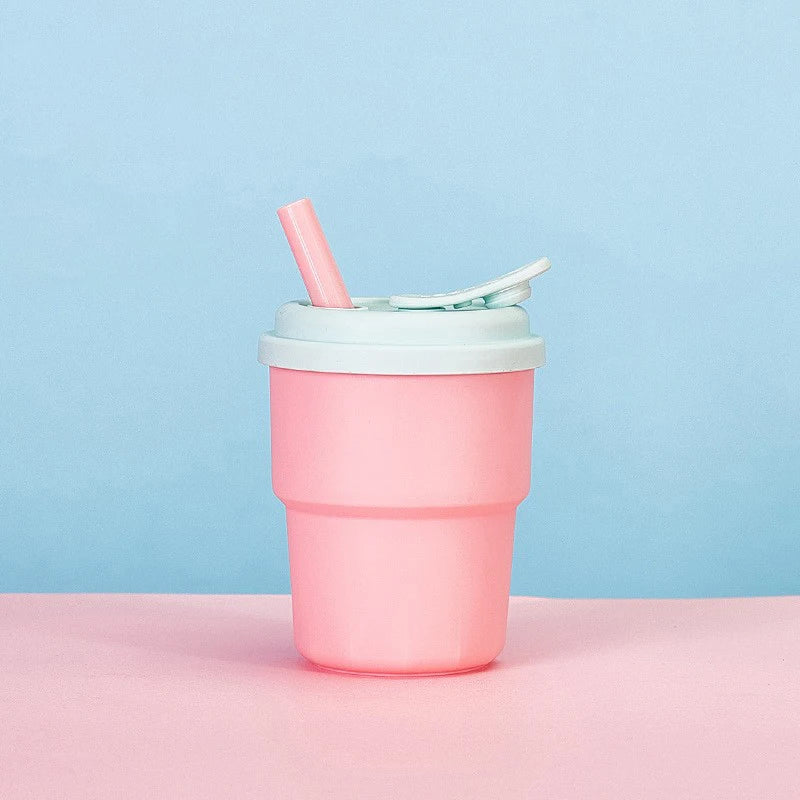 400ml Coffee Mug With Lid Straw Silicone Cold Juice Milk Tea Mug Leak-Proof Drinking lifestyle view