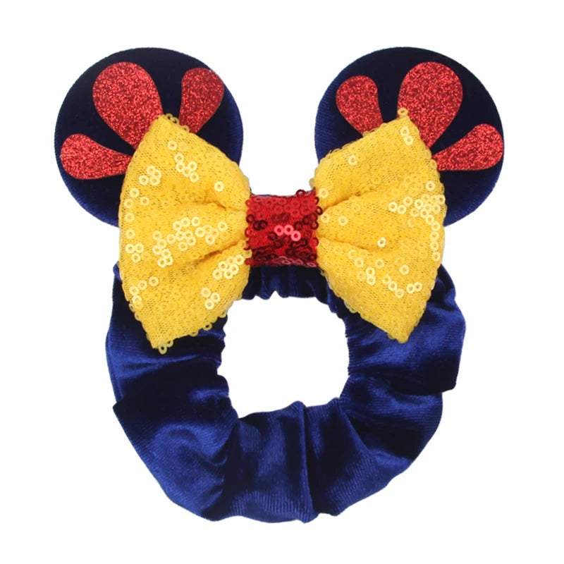 Women Ears Hair Scrunchies Velvet Hairbands For Girls Sequins Bows Headband Women Trip close-up view