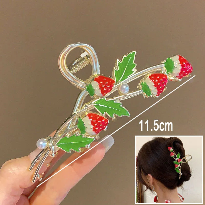 New Sweet Flower Durian Hair Claw Clip Ponytail Grab Hair Clips Shark Clip Woman Ha additional angle