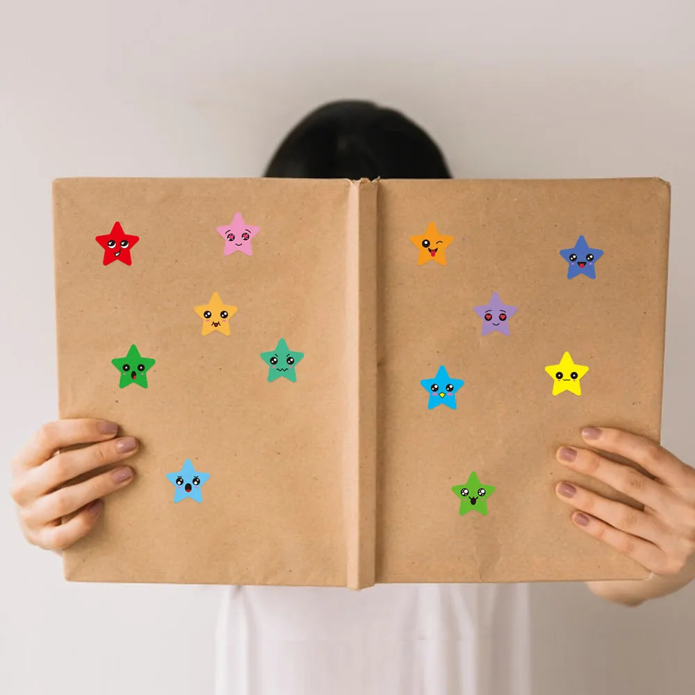Happy Face Stars Reward Sticker Pack | 450-3000 Sheets for DIY Decor lifestyle view