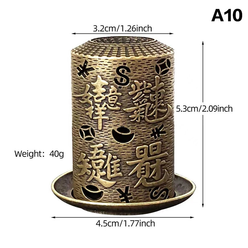 Alloy Lucky Incense Burner Bowl Incense Holder With Handle | Ancient Style Yoga Med additional angle