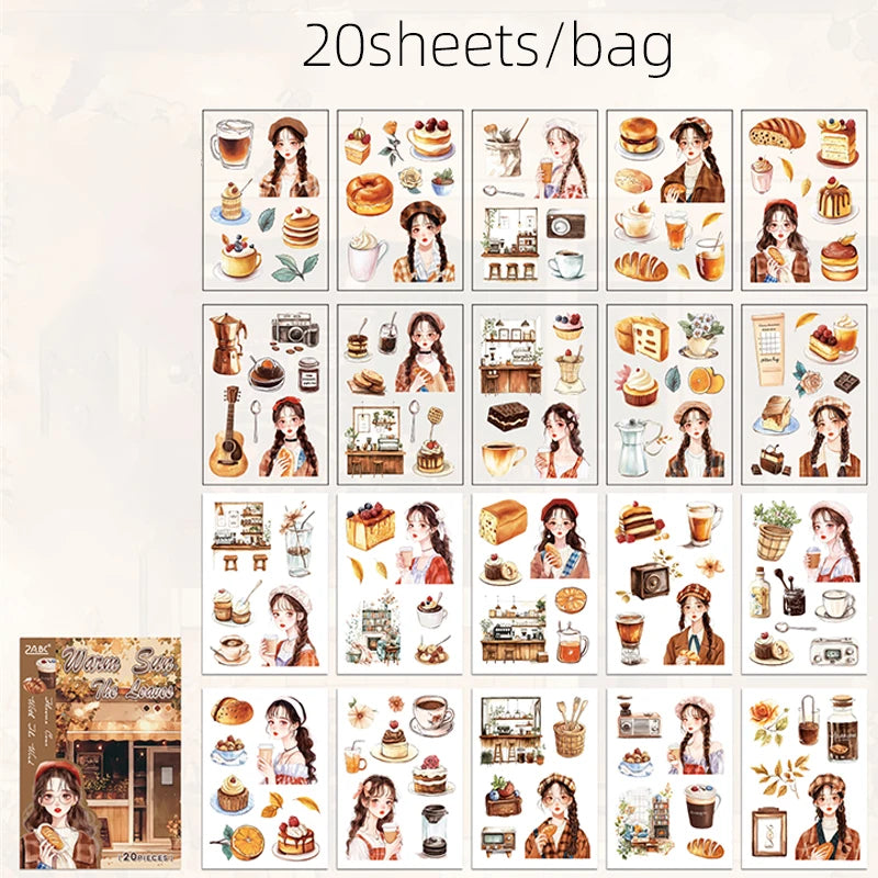 20pcs Floral Letter Sticker Set | Cute Landscape Theme for Scrapbooking and DIY Crafts close-up view