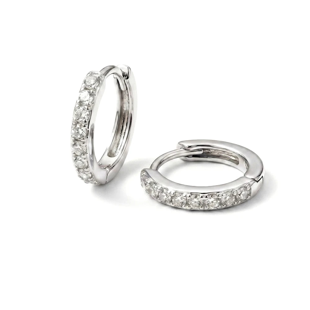 2/6PCS 316L Stainless Steel Minimalist Hoop Earrings Crystal Zirconia Small Cartilage He detail view