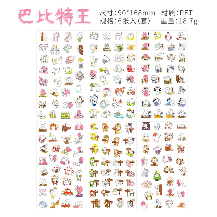 6Pcs Waterproof Cartoon Sticker Set | Cute DIY Decals for Laptops, Phones, and Planne lifestyle view