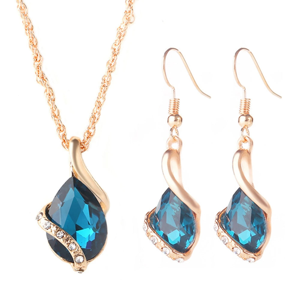 Fashion Silver Color Necklace Earrings Cubic Zirconia Jewelry Sets Elegant Crystal additional angle