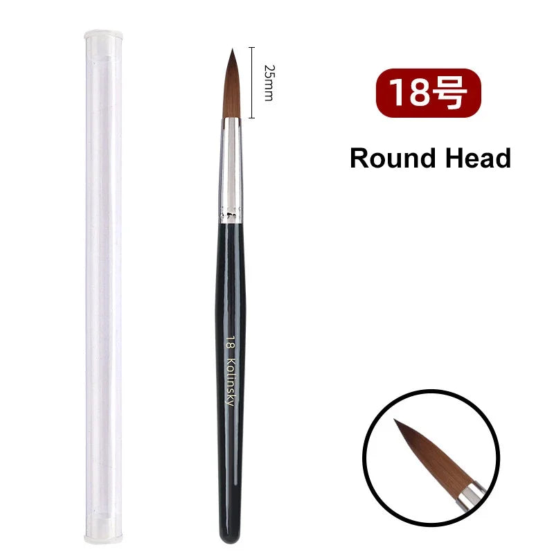 Kolinsky Acrylic Nail Art Brush Wood Handle Nail Art Mink Brush Gel Builder Nail Tools close-up view