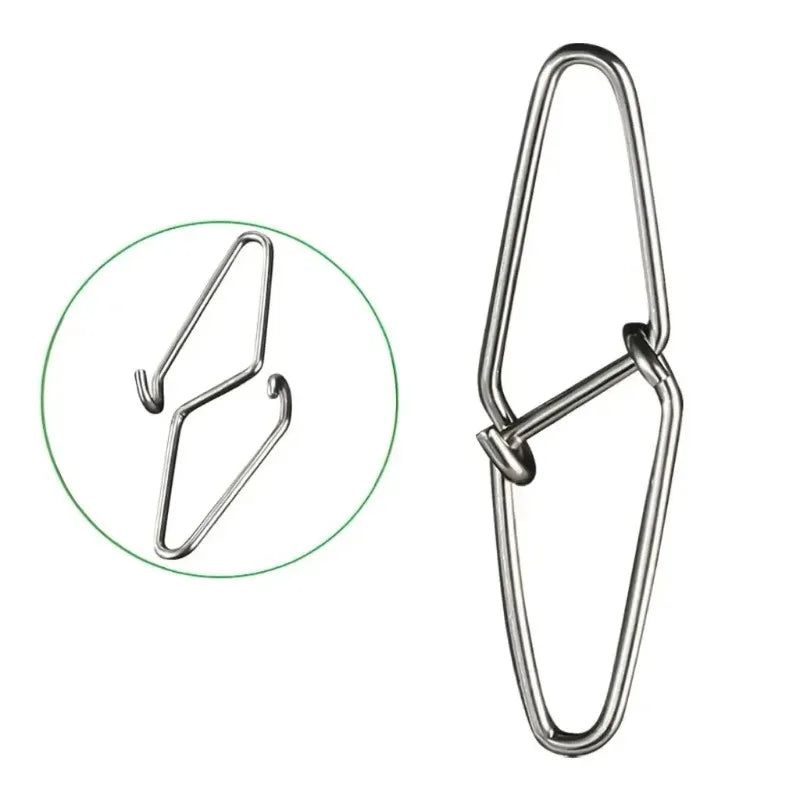 50-100pcs Stainless Steel Diamond Pin Fishing Swivel Snap Fishing Lure Pin Fishing additional angle