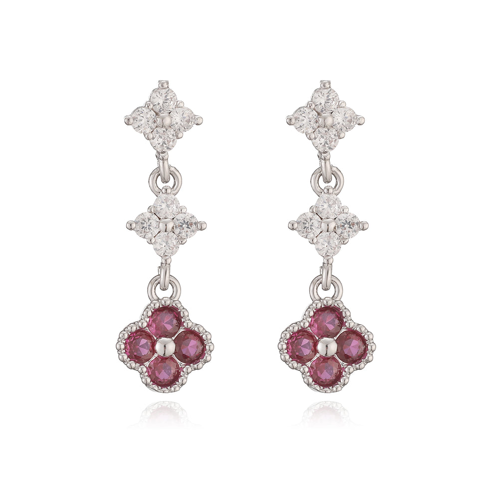 HECHENG,Sparkling Zirconia Stud Earrings Floral Tassel Earrings French Banquet Style Rom detail view