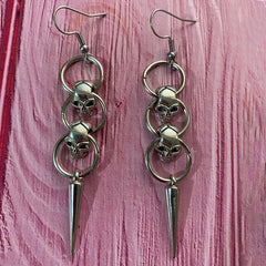 Gothic Skull Dangle Earrings | Punk Egirl Aesthetic Drop Earrings