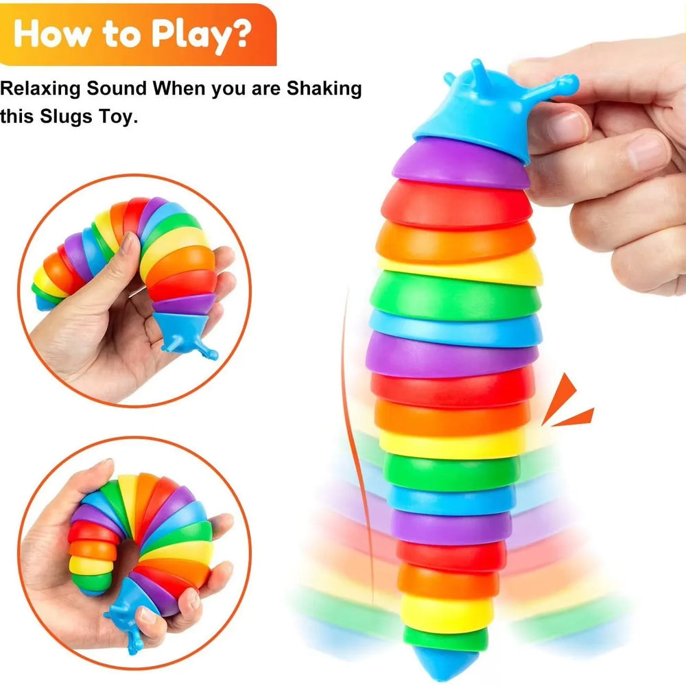 Colorful Slug Stress Relieving Toy | Bizarre Caterpillar Simulation Squeeze Puzzle additional angle