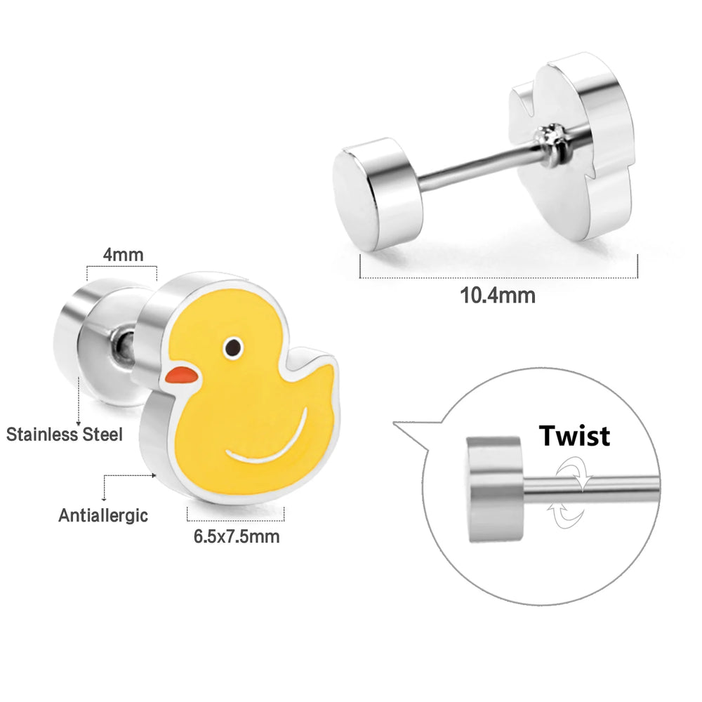Cute Acrylic Animal Stud Earrings | Surgical Steel Hypoallergenic Earrings for Women and detail view