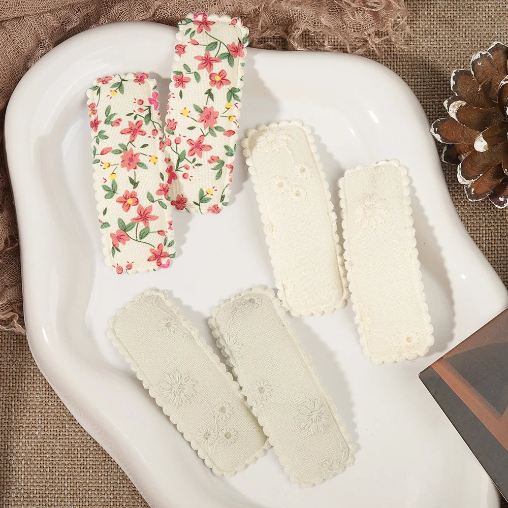 1 Set Printed Fabric Hair Clips Sweet Handmade BB Hair Clips Baby Girl Bangs Fixed Edge Clips Children's Hair Accessories Gifts