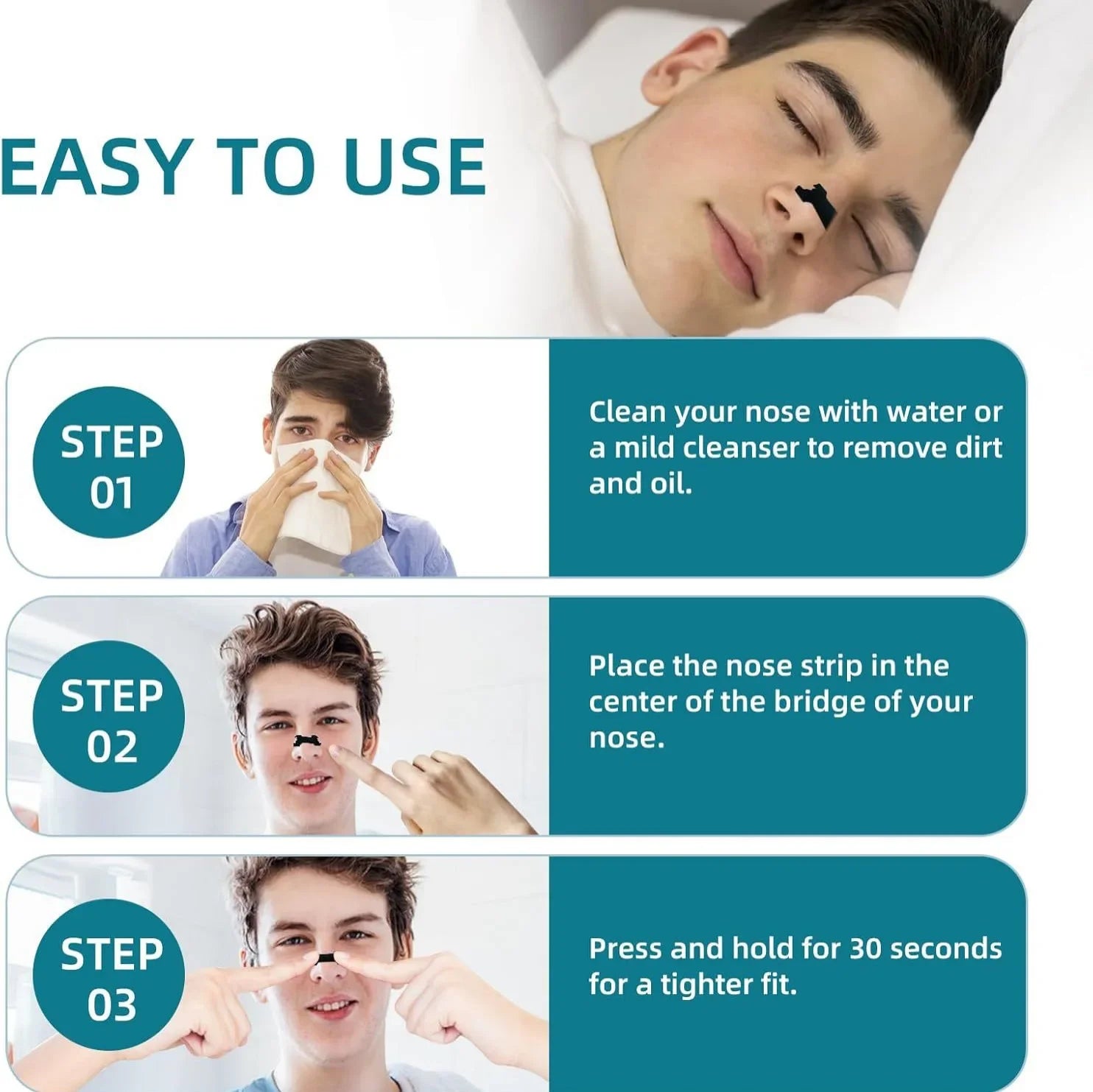Nasal Strips for Snoring and Congestion Relief | Extra Strength 60/30/10 Pack detail view