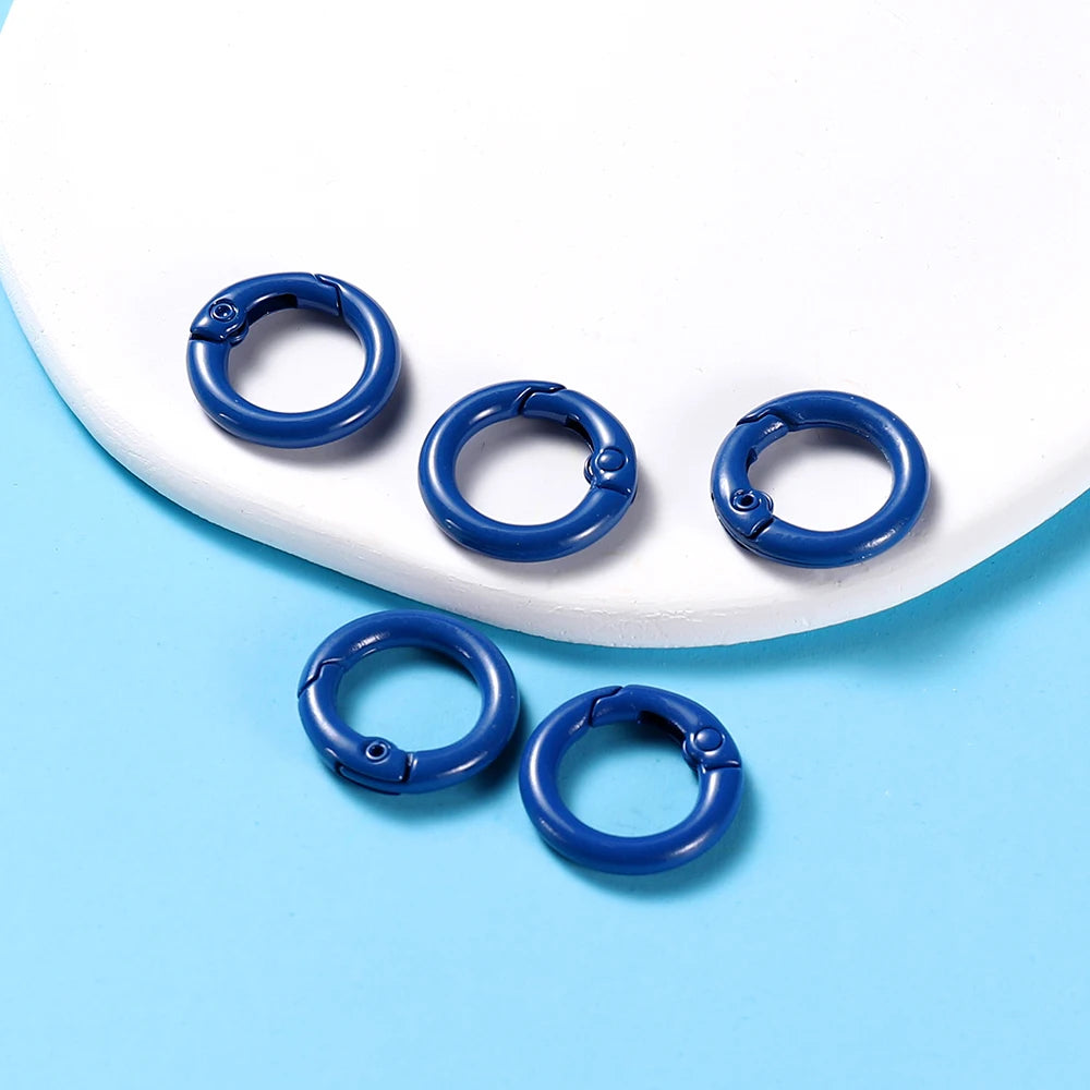 Ring Spring Clasp Openable Round Carabiner Keychain Clips Hook Dog Chain Jewelry Buckl close-up view